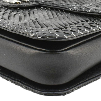 CHANEL Perfect Edge Large Flap Snakeskin Shoulder Bag Black