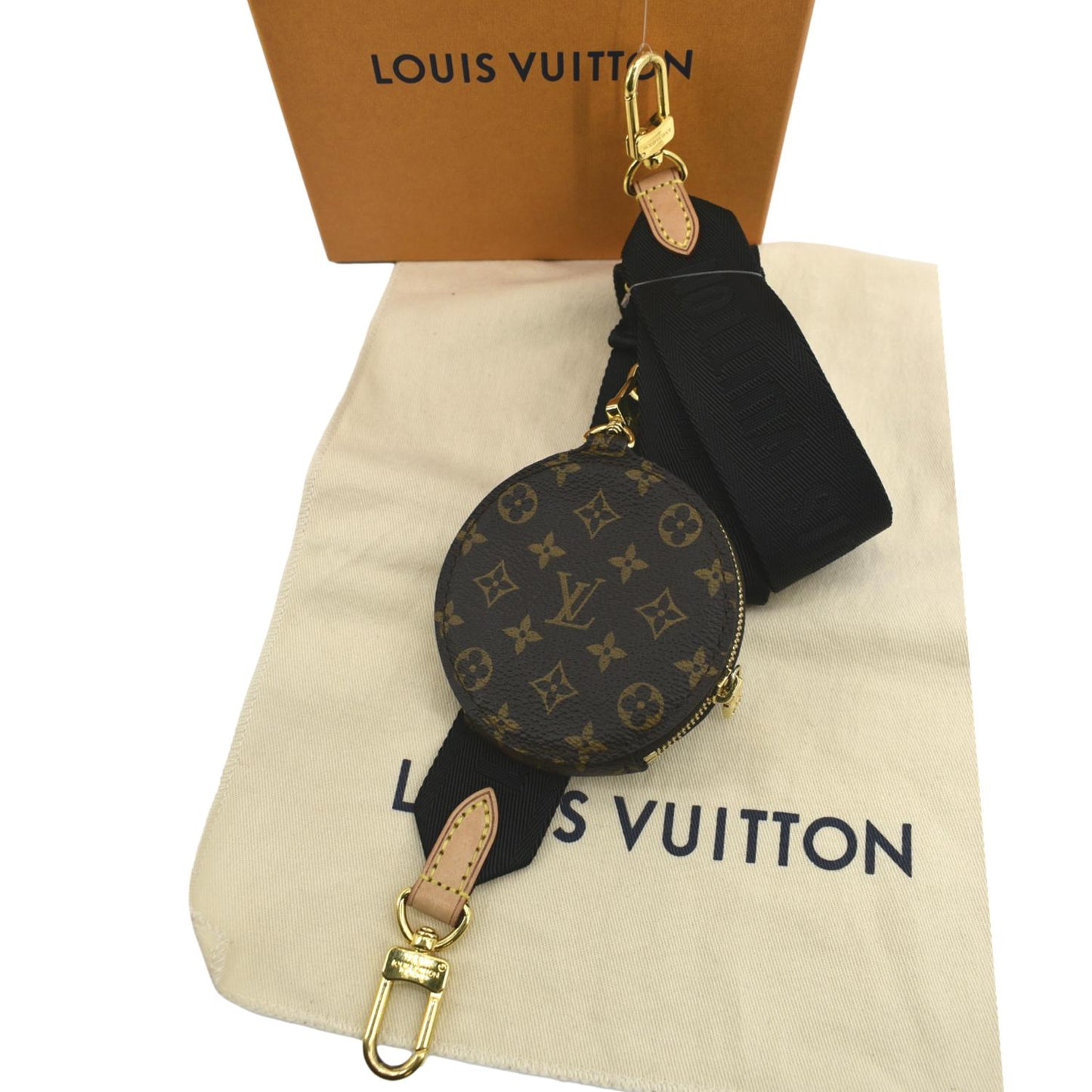 LOUIS VUITTON Monogram Canvas Nylon Strap with Coin Purse Black