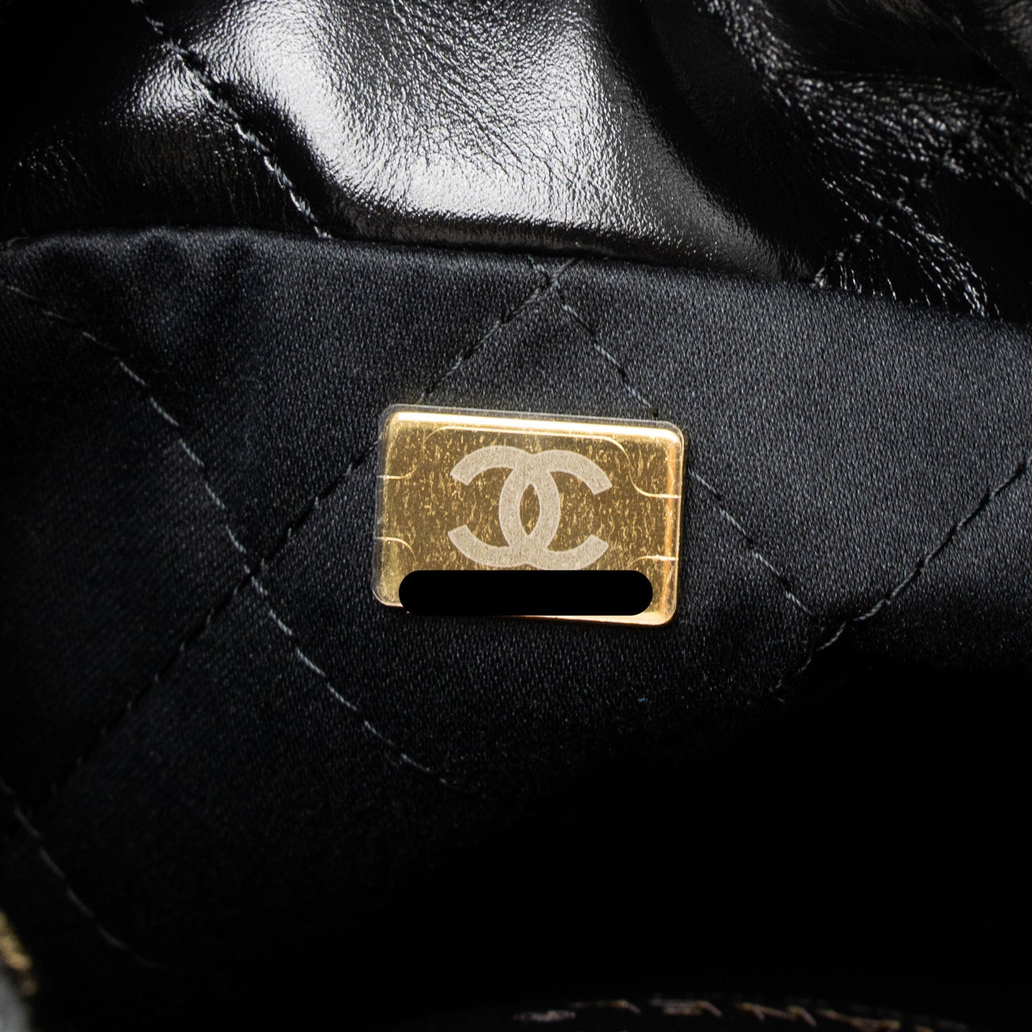 Chanel 23s Mini 22 Bag Shiny Calfskin Black Brushed  (Microchip)