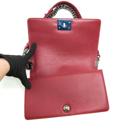 Chanel Medium Chevron Boy Chanel Bag Limited Edition dark red