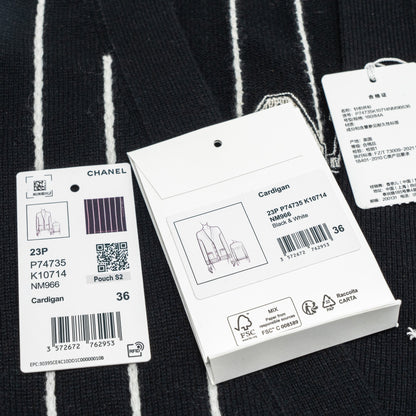 Chanel size 36 23p cardigan cashmere black/white