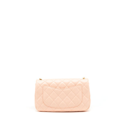 Chanel 22C Pearl Crush Mini Rectangular Flap Bag Lambskin Light Orange / Peach