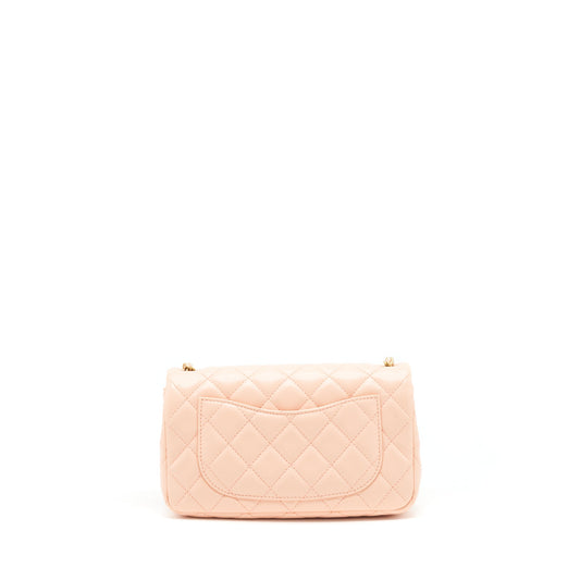 Chanel 22C Pearl Crush Mini Rectangular Flap Bag Lambskin Light Orange / Peach