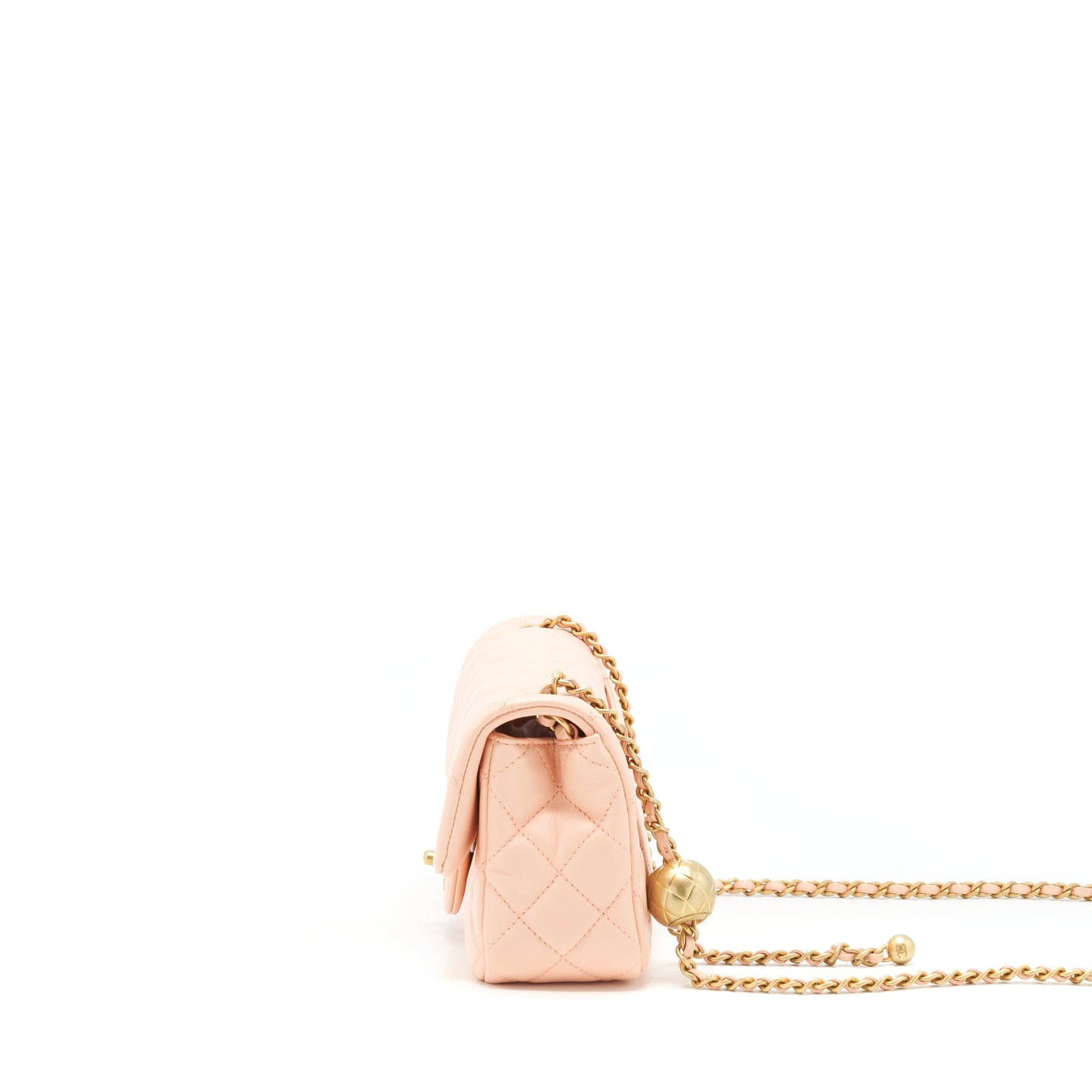 Chanel 22C Pearl Crush Mini Rectangular Flap Bag Lambskin Light Orange / Peach
