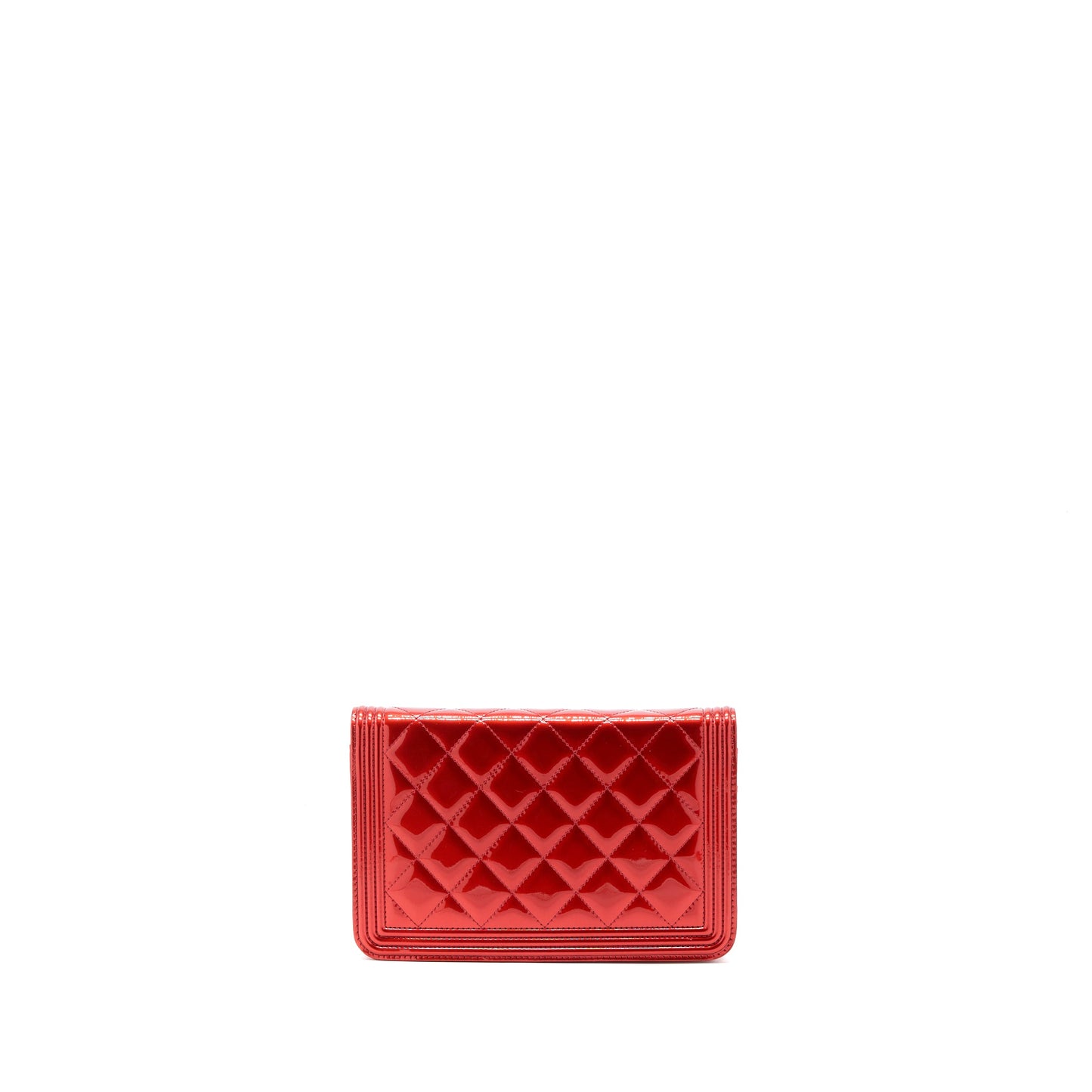 Chanel Boy Wallet On Chain Patent Metallic Red