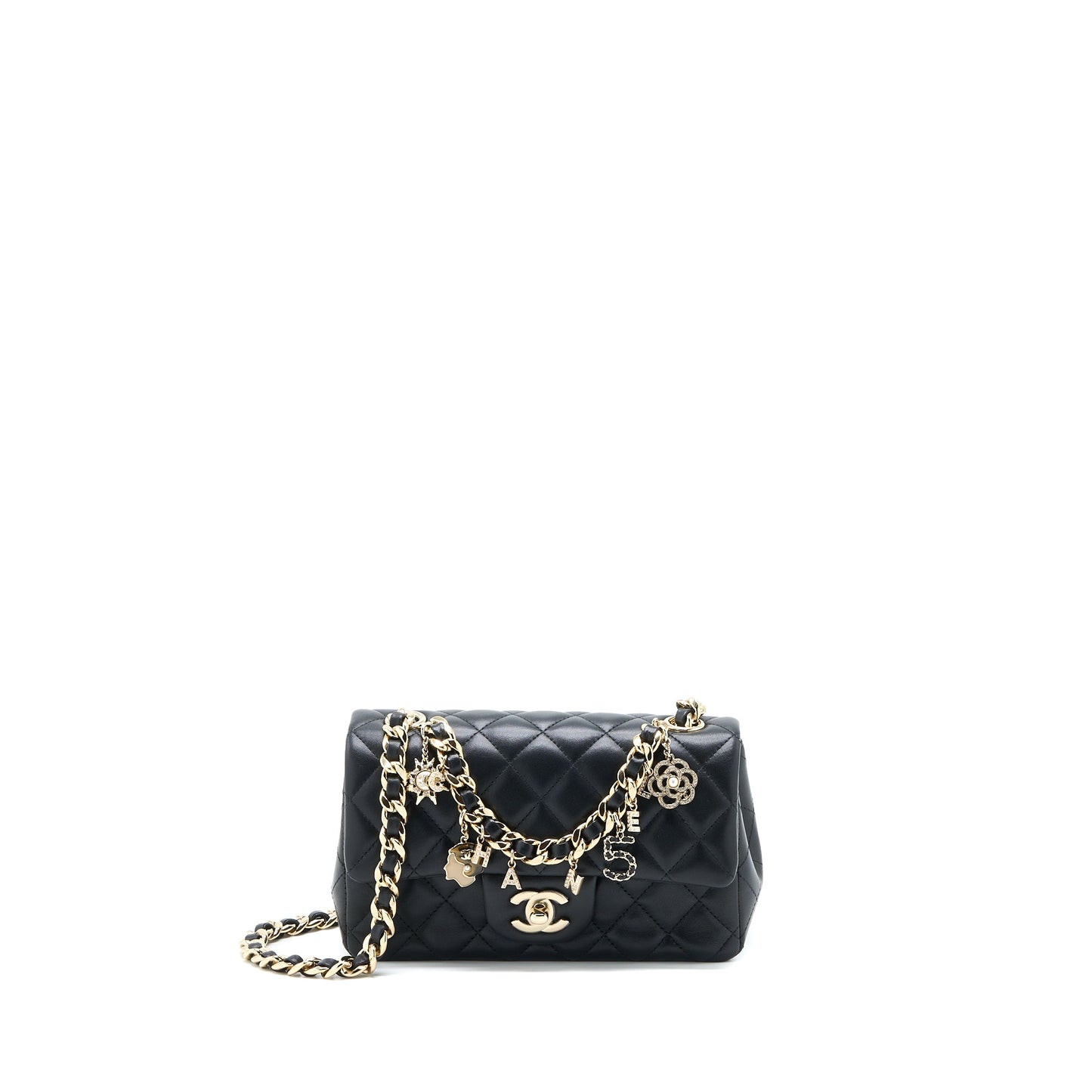 Chanel Mini Rectangular with Coco Bag Charm Limited Edition Lambskin Black L