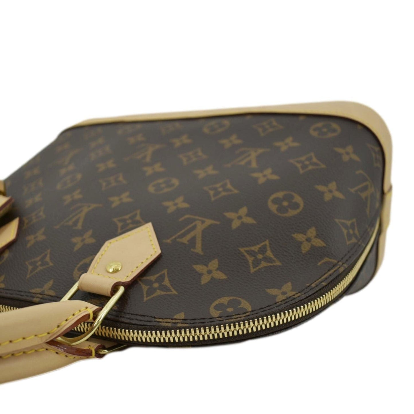 LOUIS VUITTON Alma Monogram Canvas Satchel Bag Brown
