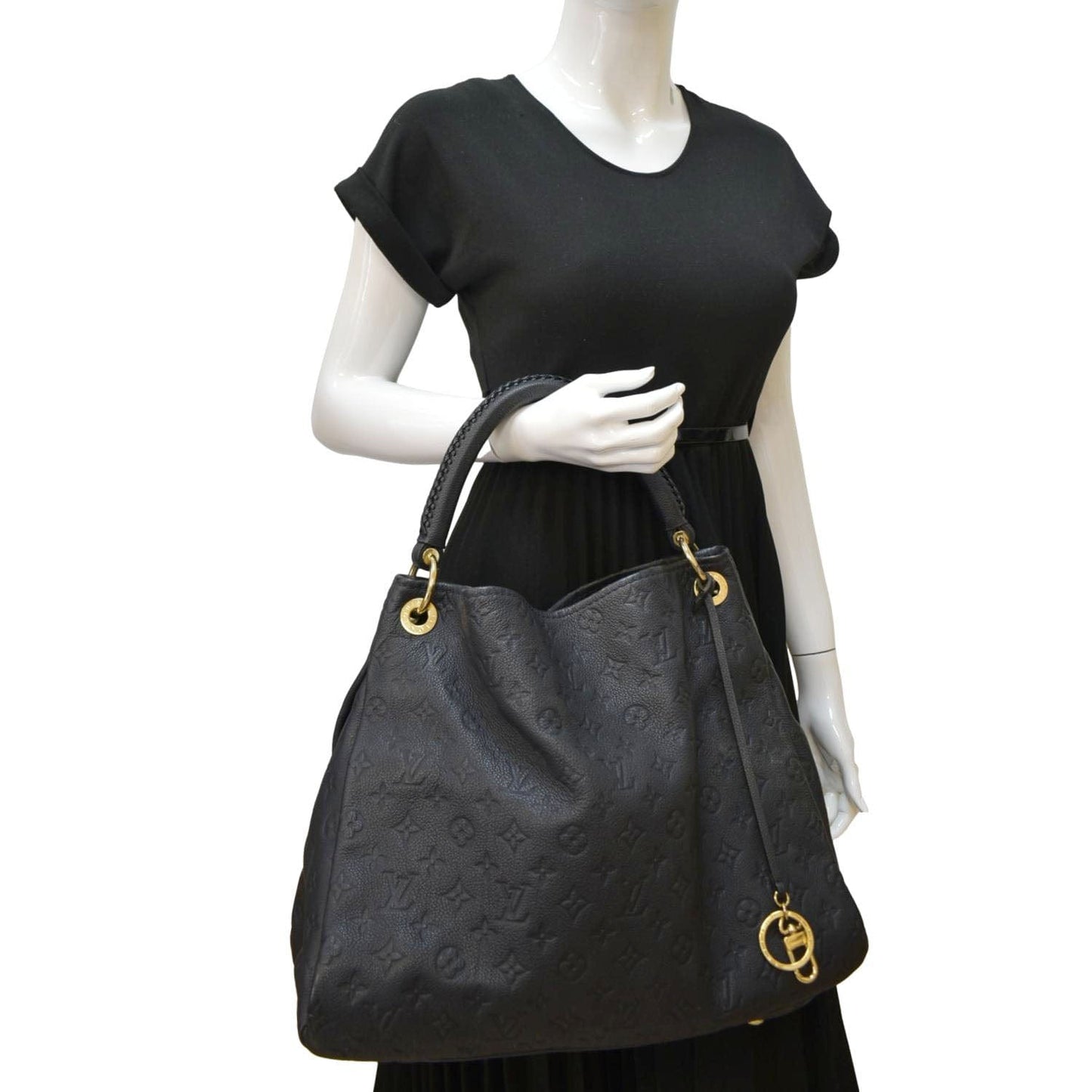LOUIS VUITTON Artsy MM Empreinte Leather Hobo Bag Black