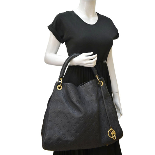 LOUIS VUITTON Artsy MM Empreinte Leather Hobo Bag Black