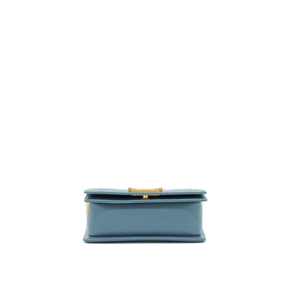 Chanel Small Boy Bag Caviar Greyish Blue Brushed