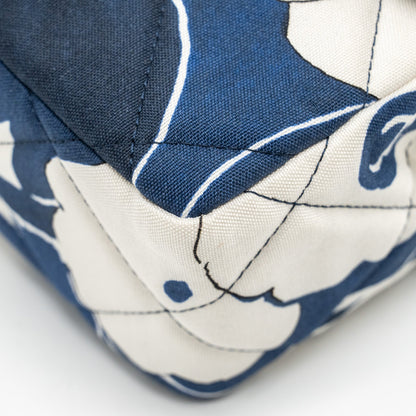 Chanel Medium Limited Edition Flora Printed Classic Flap Bag Silk Blue/WHITE  (Microchip)
