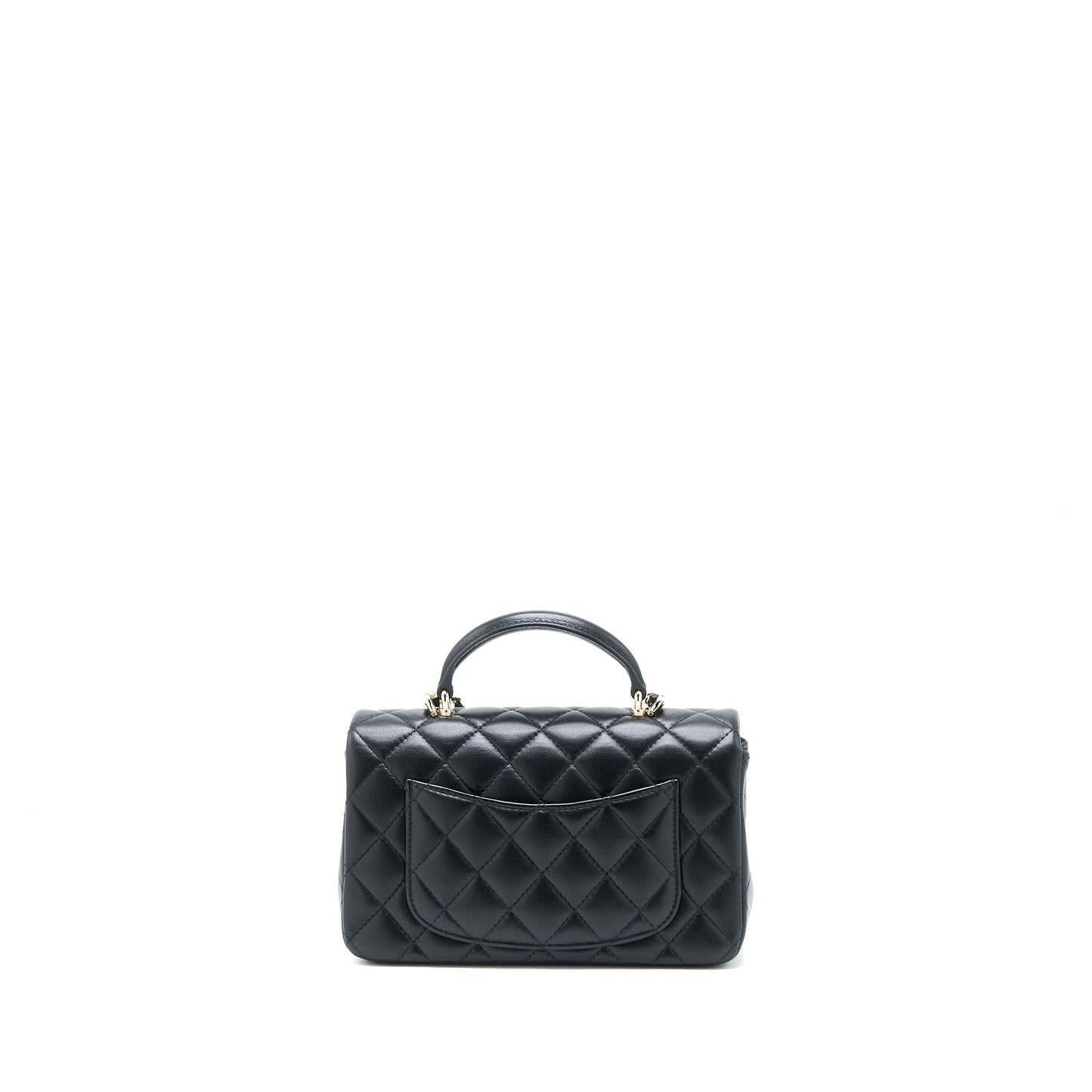 Chanel Top Handle Mini Rectangular Flap Bag Lambskin Black L (Microchip)
