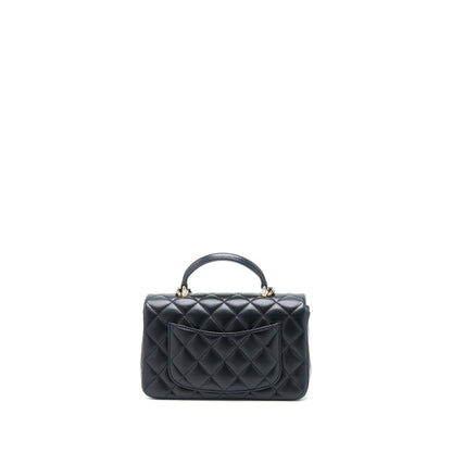 Chanel Top Handle Mini Rectangular Flap Bag Lambskin Black L (Microchip)