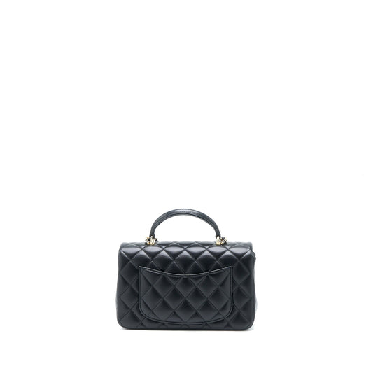 Chanel Top Handle Mini Rectangular Flap Bag Lambskin Black L (Microchip)
