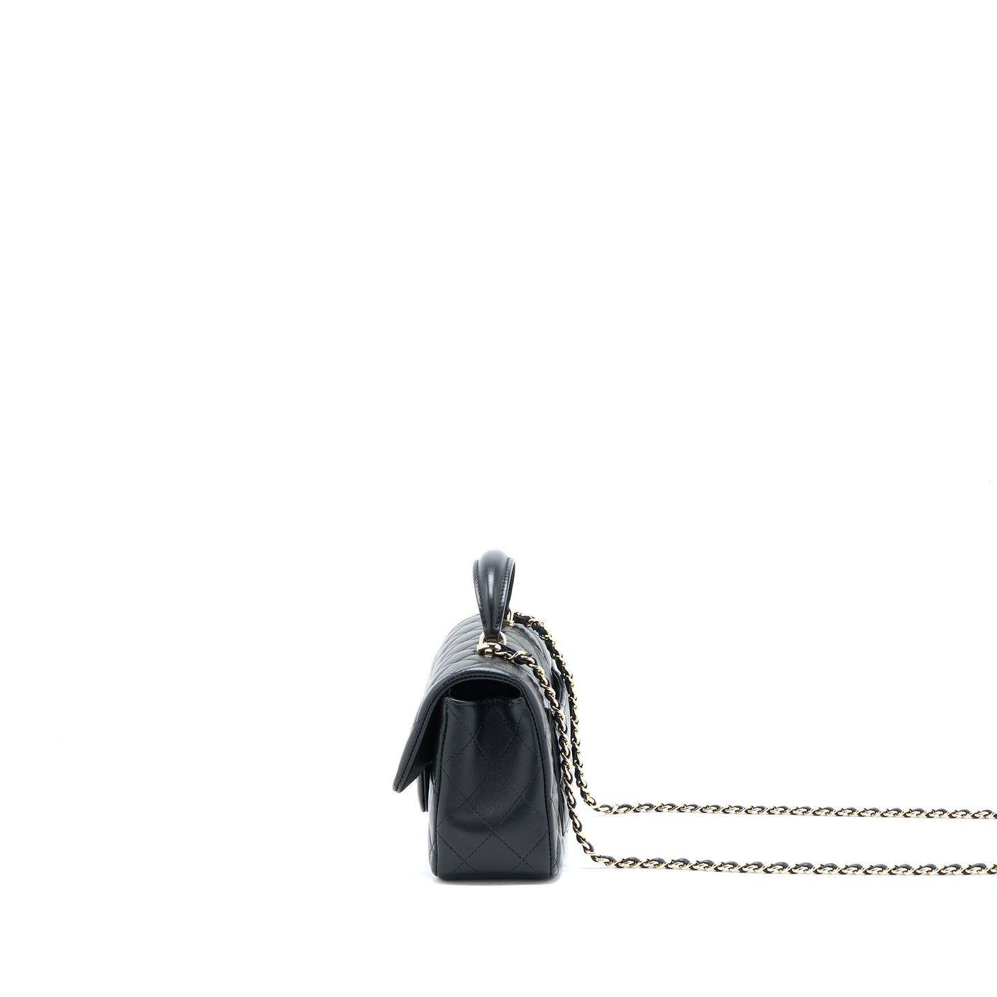 Chanel Top Handle Mini Rectangular Flap Bag Lambskin Black L (Microchip)