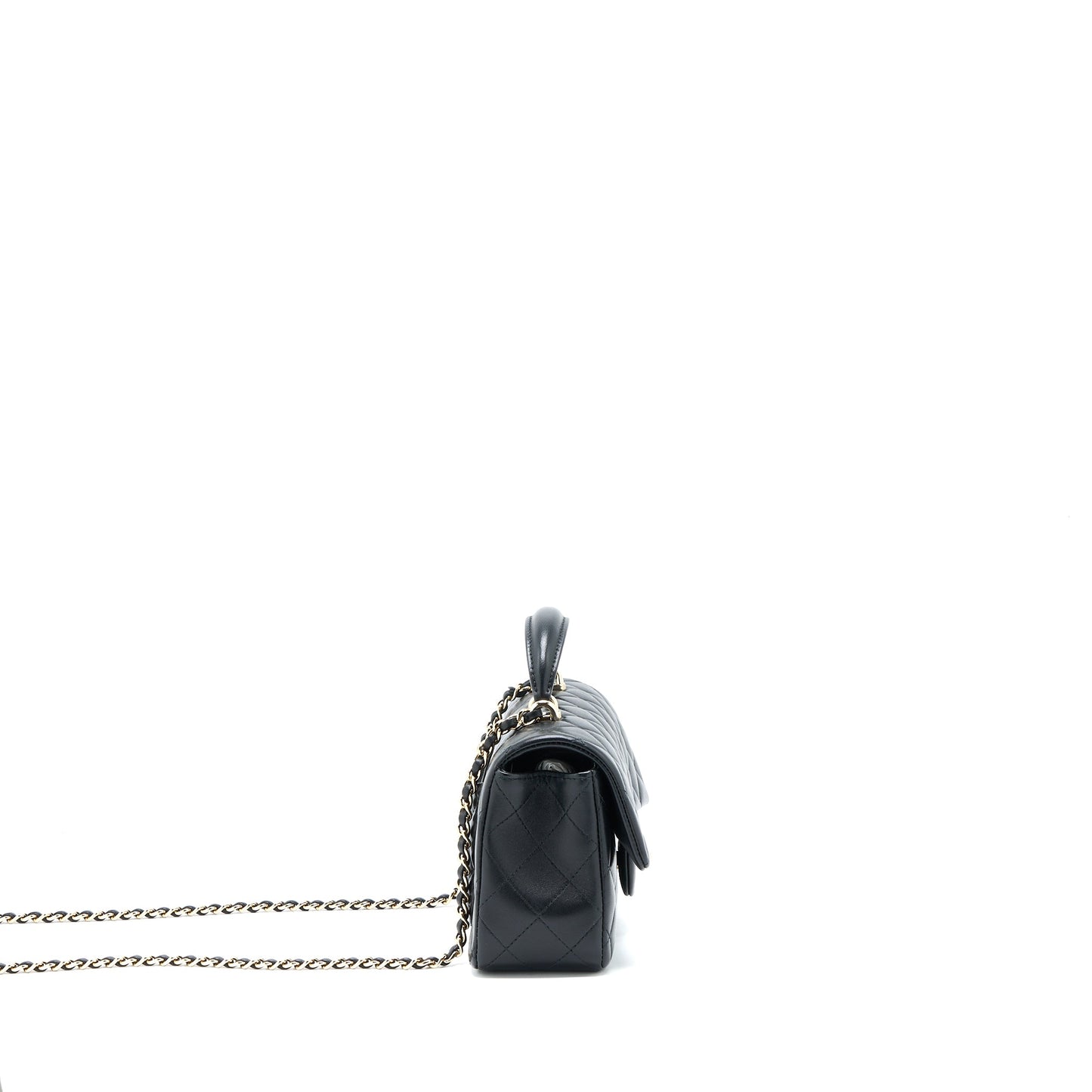 Chanel Top Handle Mini Rectangular Flap Bag Lambskin Black L (Microchip)