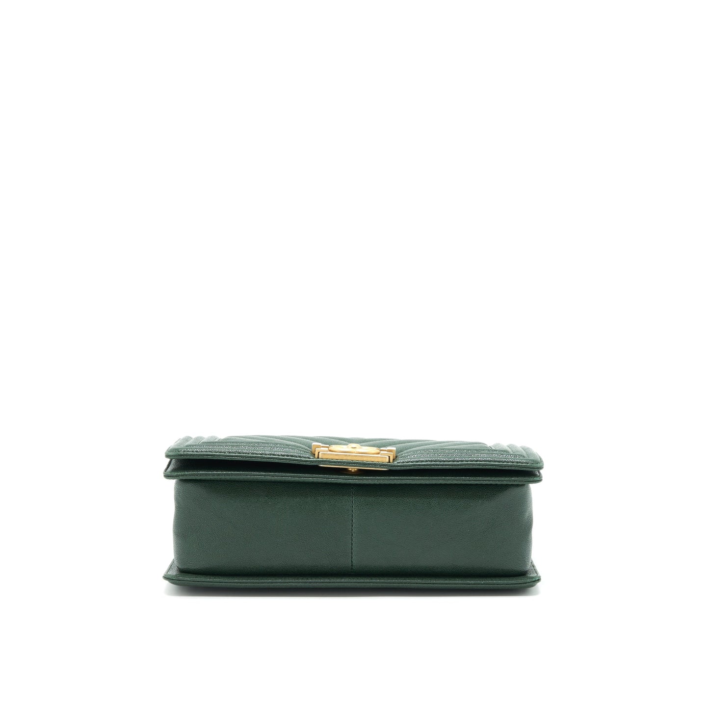 Chanel Chevron Medium Boy Bag Caviar Green Brushed