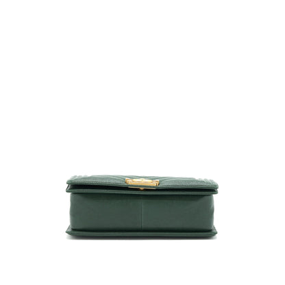 Chanel Chevron Medium Boy Bag Caviar Green Brushed