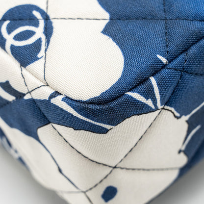 Chanel Medium Limited Edition Flora Printed Classic Flap Bag Silk Blue/WHITE  (Microchip)