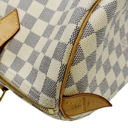 LOUIS VUITTON Speedy 35 Damier Azur Satchel Bag White