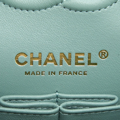 Chanel 22C Small Classic Double Flap Bag Caviar NG124 Greyish Green L (Microchip)