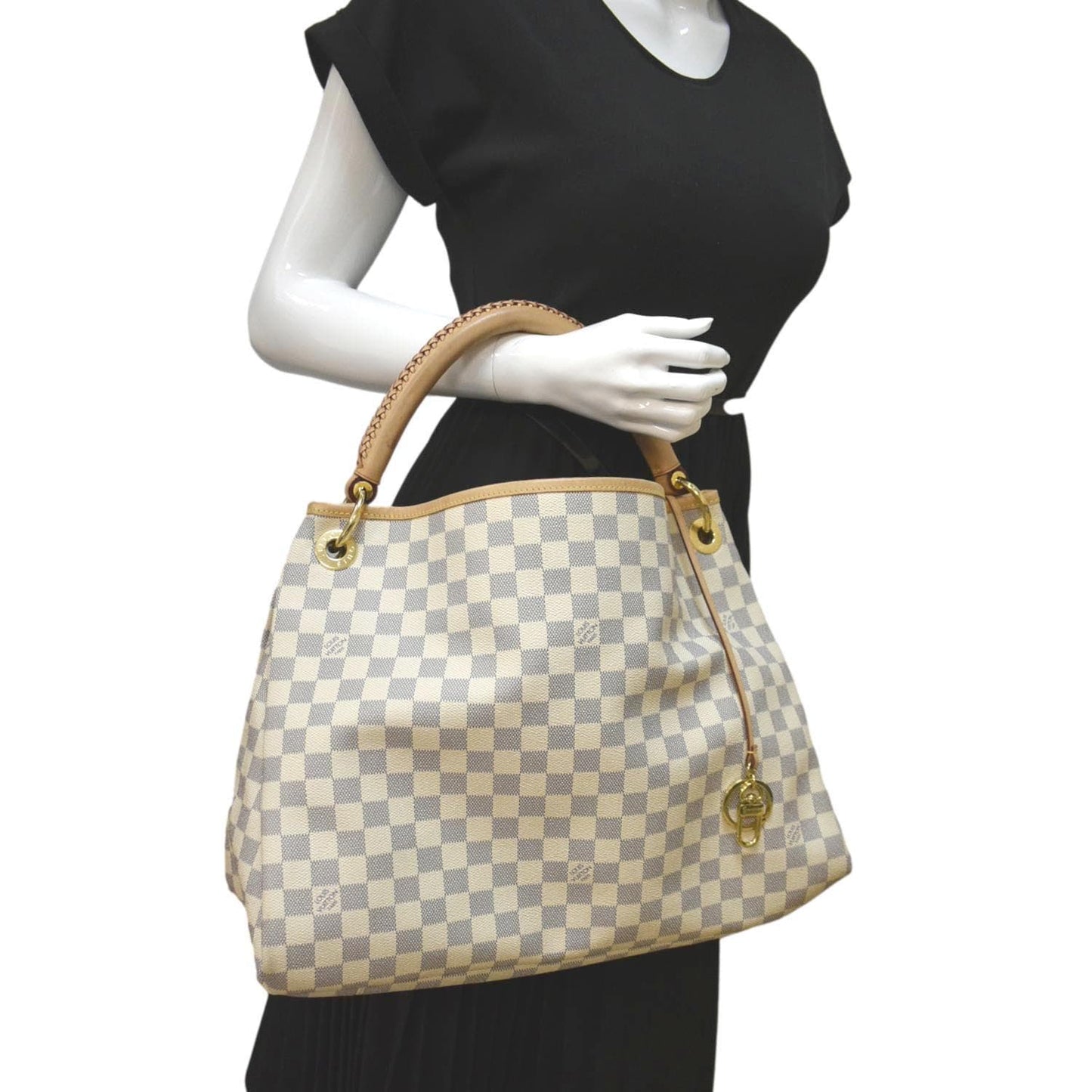 LOUIS VUITTON  Artsy MM Damier Azur Hobo Bag White