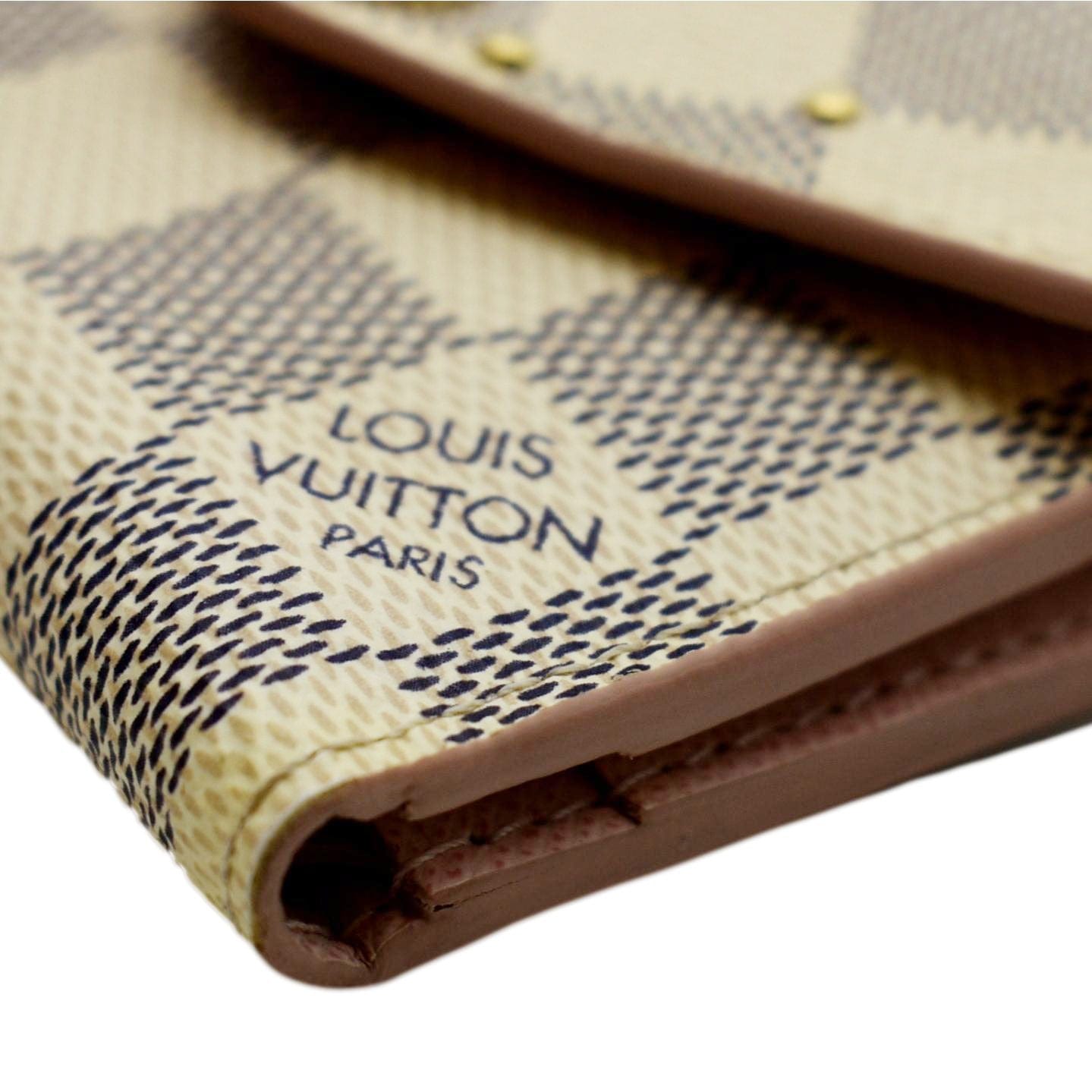 LOUIS VUITTON Studded Zoe Damier Azur Wallet White