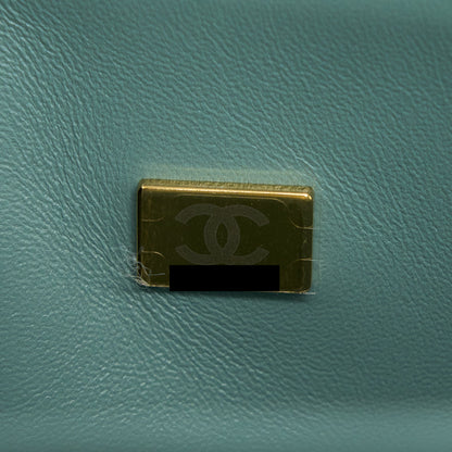 Chanel 22C Small Classic Double Flap Bag Caviar NG124 Greyish Green L (Microchip)