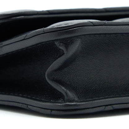 Chanel Pearl Crush Mini Wallet On Chain Lambskin Black Brushed  (Microchip)