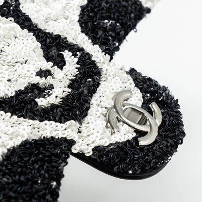 Chanel 21P Limited Edition Flap Bag Sequins/ Satin Black/ White