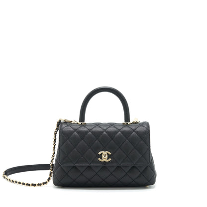 Chanel 22P Small Coco Handle Caviar Black L