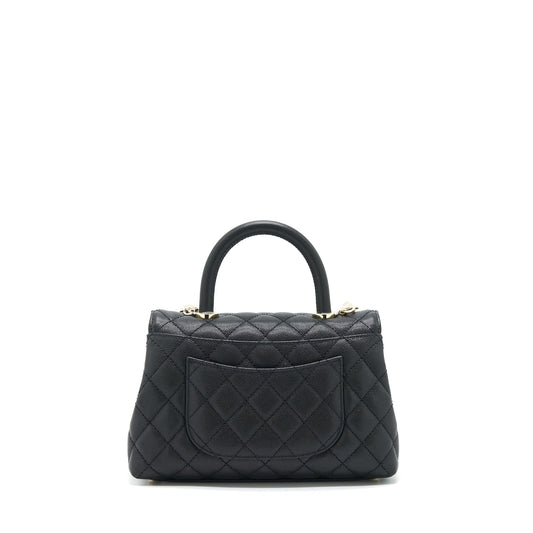Chanel 22P Small Coco Handle Caviar Black L