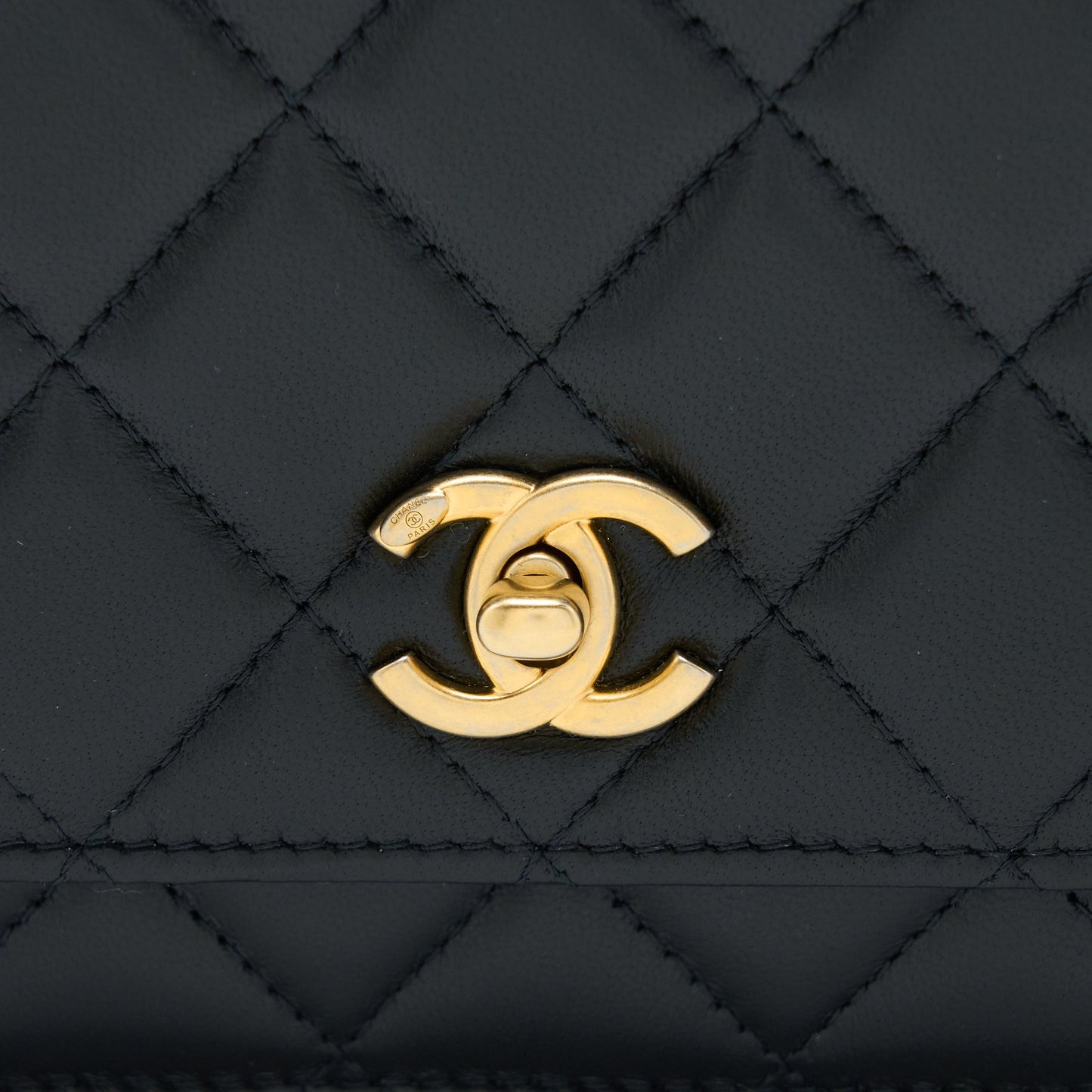Chanel Pearl Crush Wallet on Chain Lambskin Black  (Microchip)