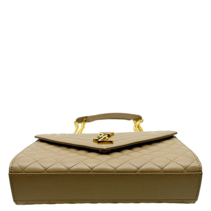 YVES SAINT LAURENT Envelope Flap Matelasse Leather Shoulder Bag Beige
