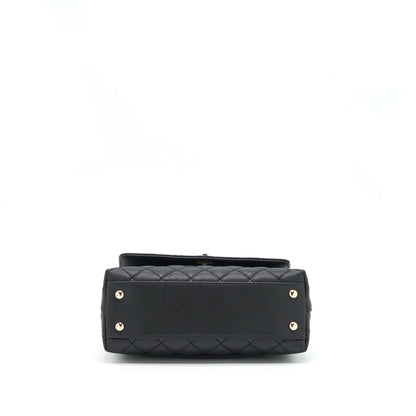 Chanel 22P Small Coco Handle Caviar Black L