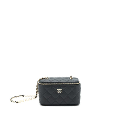 Chanel 22P Long Vanity With Logo Chain Caviar Black L
