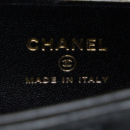 Chanel 22B Flap Bag With Enamel Top Handle Lambskin Black
