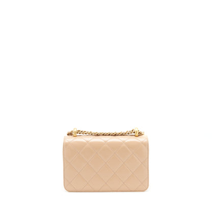 Chanel 21A Small Gold Crush Flap Bag Calfskin Beige