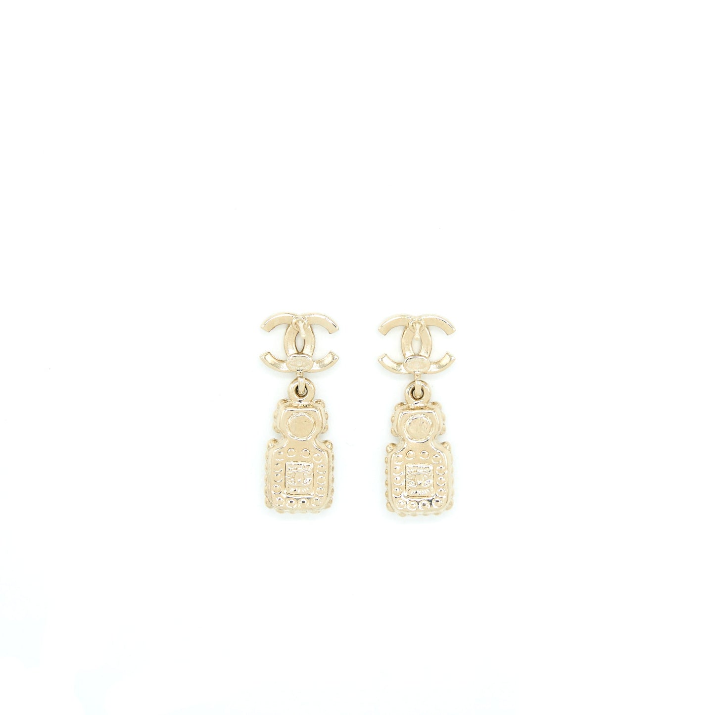Chanel Crystal And Stud CC Perfume Drop Earring L