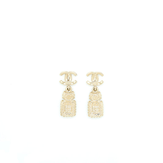 Chanel Crystal And Stud CC Perfume Drop Earring L