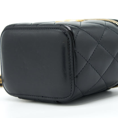 Chanel 21A Gold Crush Mini Vanity Case Calfskin Black