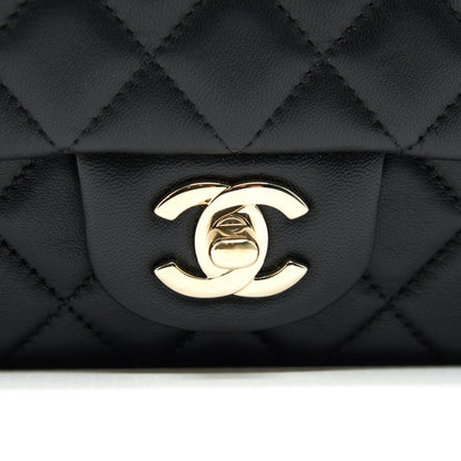 Chanel Mini Rectangular Flap Bag Black L Serial 30