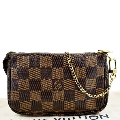 LOUIS VUITTON Mini Pochette Damier Ebene Accessoires Pouch Brown