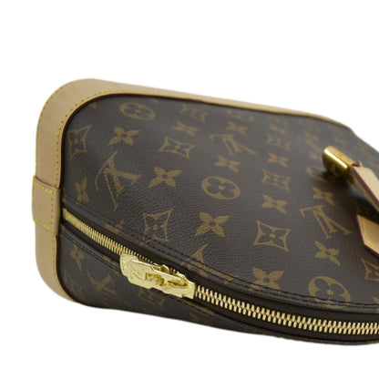 LOUIS VUITTON Alma Monogram Canvas Satchel Bag Brown