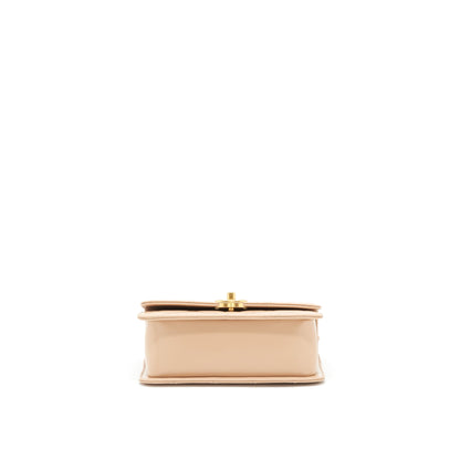Chanel 21A Small Gold Crush Flap Bag Calfskin Beige
