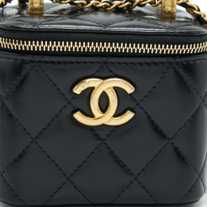 Chanel 21A Gold Crush Mini Vanity Case Calfskin Black