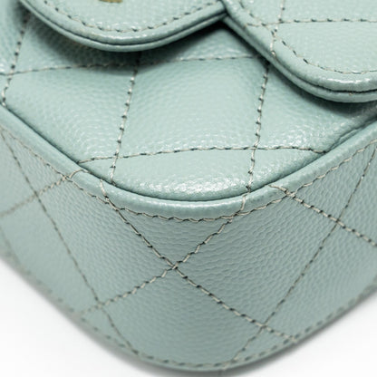 Chanel Mini Flap Vanity With Chain Caviar Light Green L