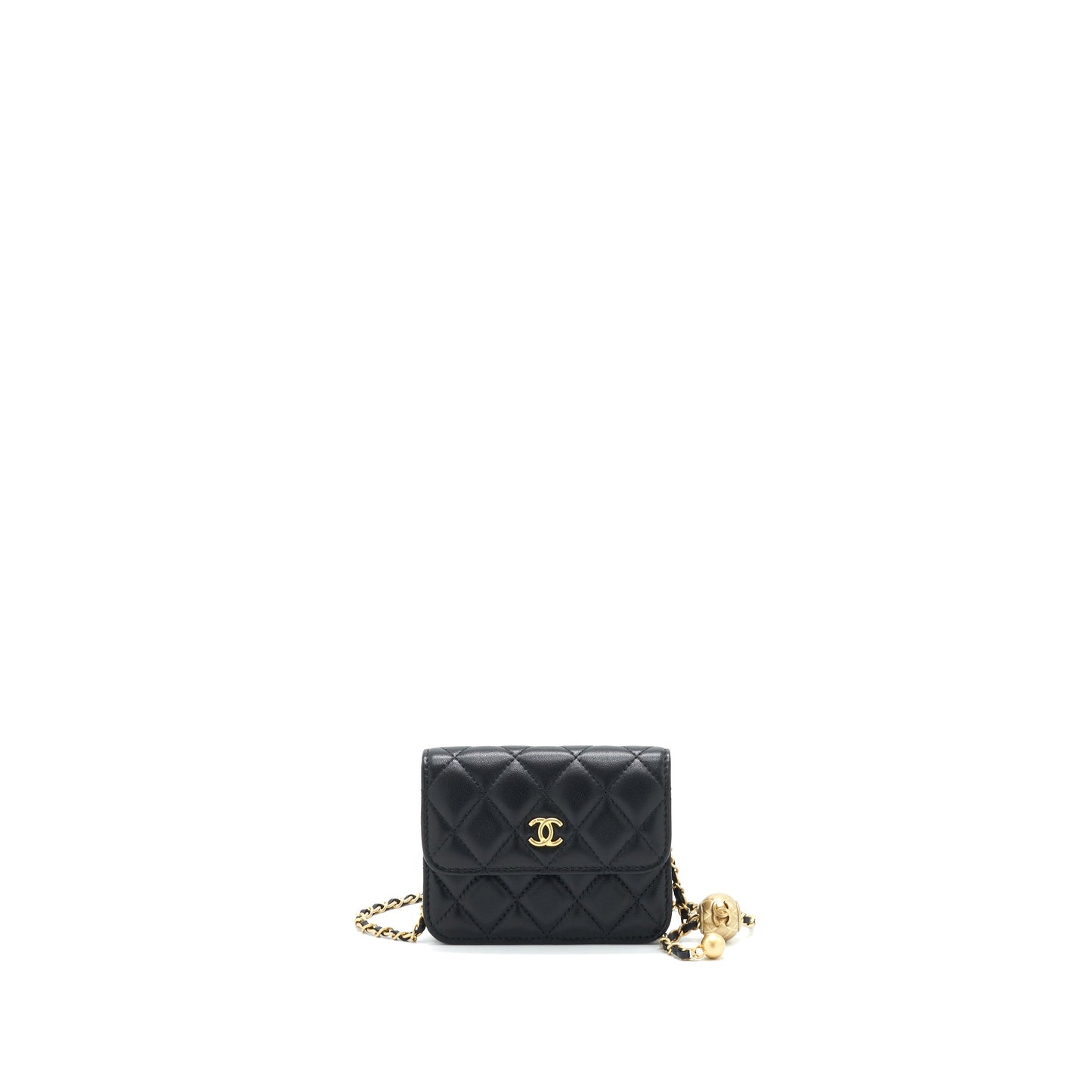 Chanel pearl crush Belt Bag Black with  serial 30
