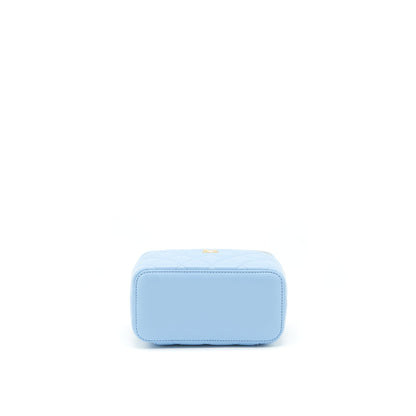 Chanel 22S Pearl Crush Long Vanity With Chain Lambskin Blue