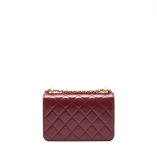 Chanel 21A Medium Gold Crush Flap Bag Calfskin NC635 Burgundy